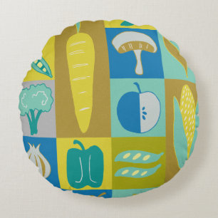Veggie Blocks II Round Cushion