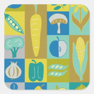 Veggie Blocks II Square Sticker