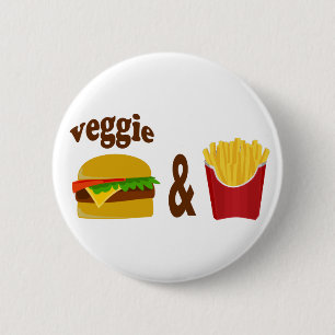 Veggie Burger and Fries 6 Cm Round Badge