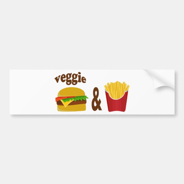 Veggie Burger and Fries Bumper Sticker (Front)