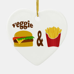 Veggie Burger and Fries Ceramic Ornament