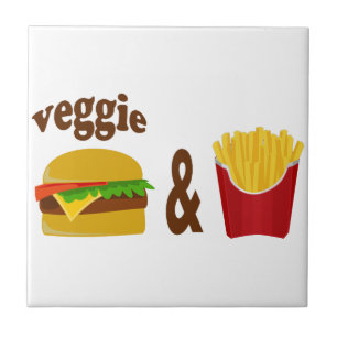 Veggie Burger and Fries Ceramic Tile