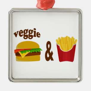 Veggie Burger and Fries Metal Tree Decoration