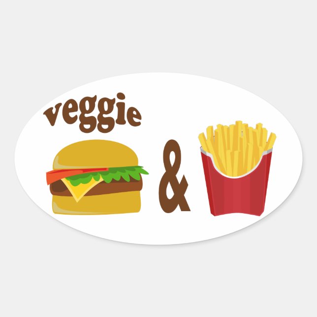 Veggie Burger and Fries Oval Sticker (Front)