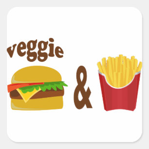 Veggie Burger and Fries Square Sticker