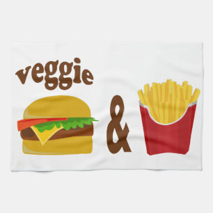 Veggie Burger and Fries Tea Towel