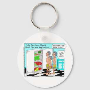 Veggie Cannibals Funny Offbeat Cartoon Gifts Key Ring