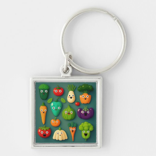 Veggie Characters Veg Photos Vegetables Onion Clip Key Ring (Front)