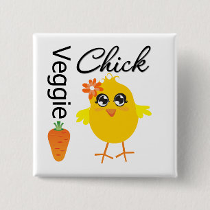 Veggie Chick 15 Cm Square Badge