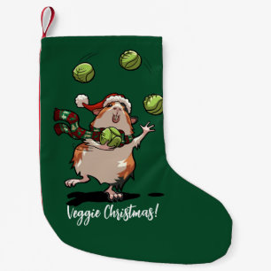 Veggie Christmas! Guinea Pig Juggling Sprouts Small Christmas Stocking