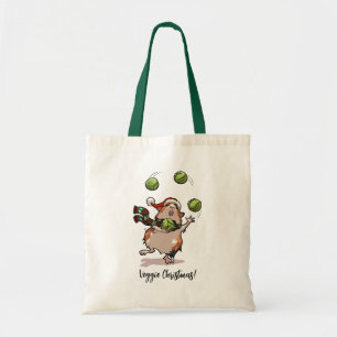 Veggie Christmas! Guinea Pig Juggling Sprouts Tote Bag