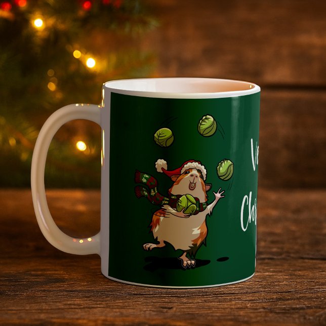 Veggie Christmas! Xmas Guinea Pig Juggling Sprouts Coffee Mug (Creator Uploaded)