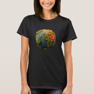 Veggie Continents of the Earth Black Short Sleeve T-Shirt