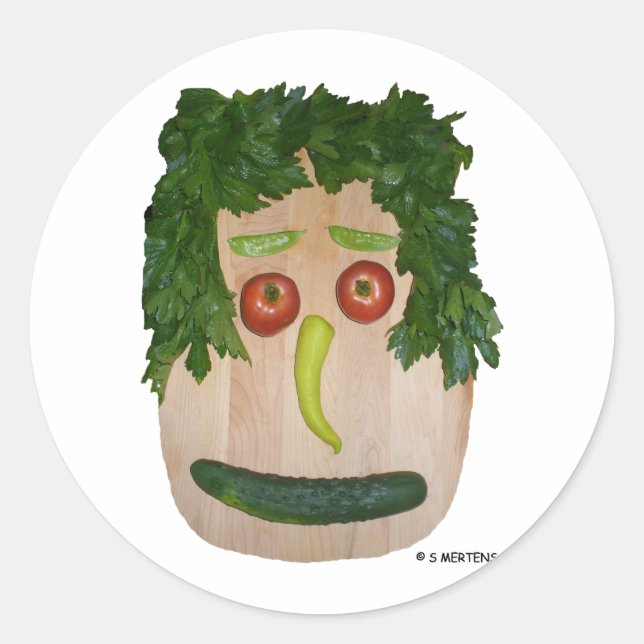 Veggie Face Classic Round Sticker (Front)