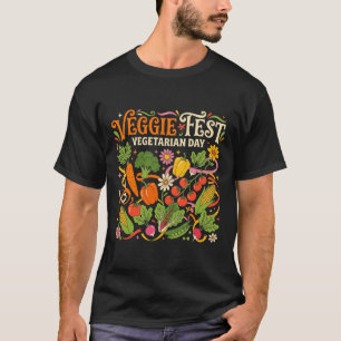 Veggie Fest Vegetarian Day Colourful Vegetable Gar T-Shirt