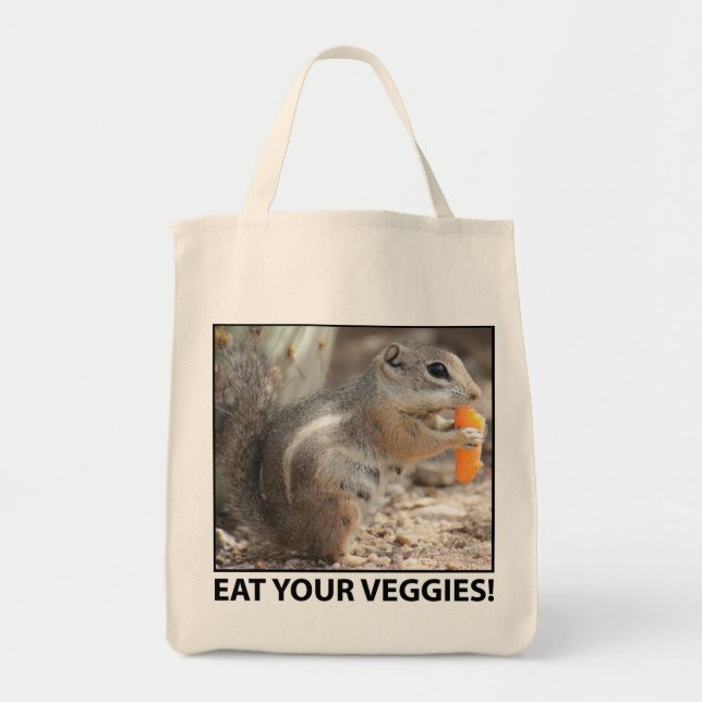Veggie Loving Squirrel Canvas Tote Bag (Front)