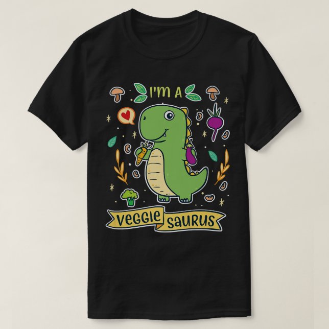 Veggie Meatless Plants Power Saurus  T-Shirt (Design Front)
