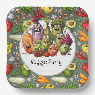 Veggie Party for vegetarian funny  Paper Plate