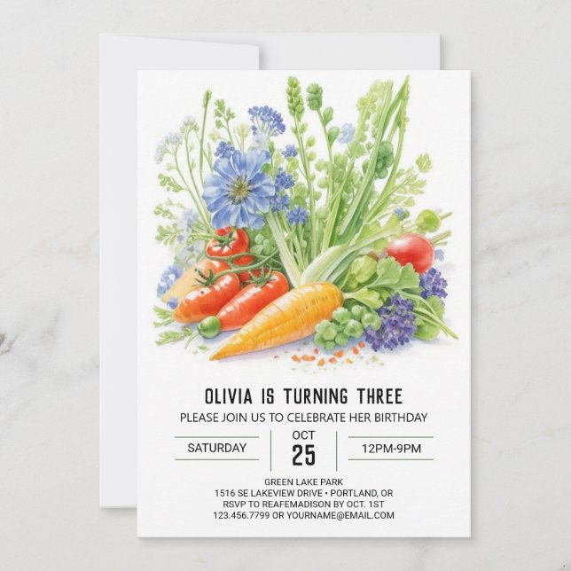Veggie Patch Adventure Birthday Invitation (Front)