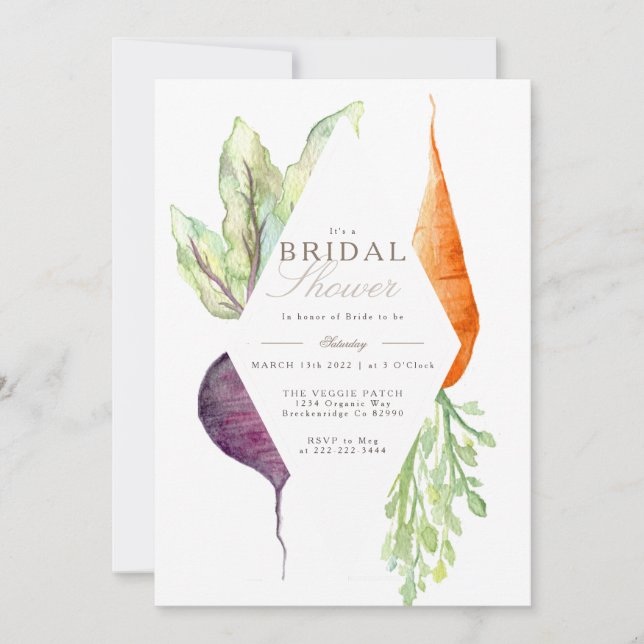 Veggie Patch Bridal Shower | Beet & Carrot Invitation (Front)
