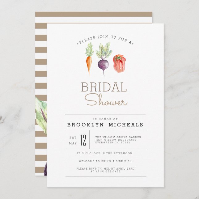 Veggie Patch | Watercolor Bridal Shower Invitation (Front/Back)