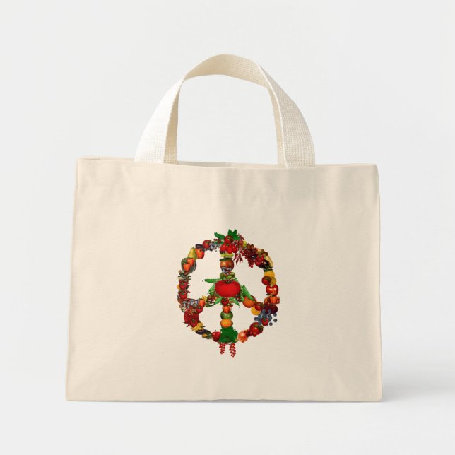 Veggie Peace Sign Mini Tote Bag (Front)