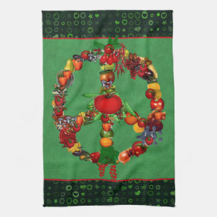 Veggie Peace Sign Tea Towel