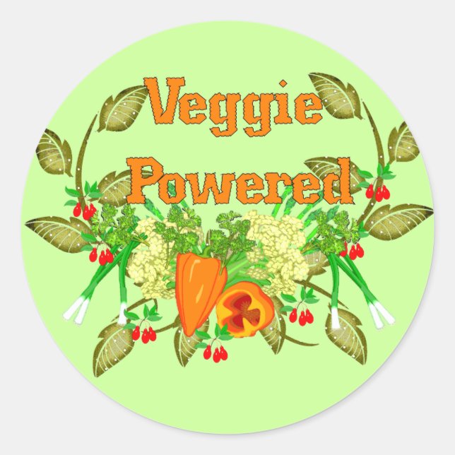 Veggie Powered Classic Round Sticker (Front)