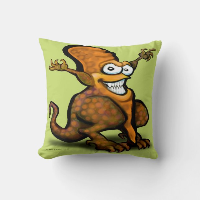Veggie Saurus Rex Throw Pillow (Front)