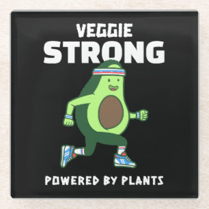 Veggie Strong, Powered by plants Glass Coaster