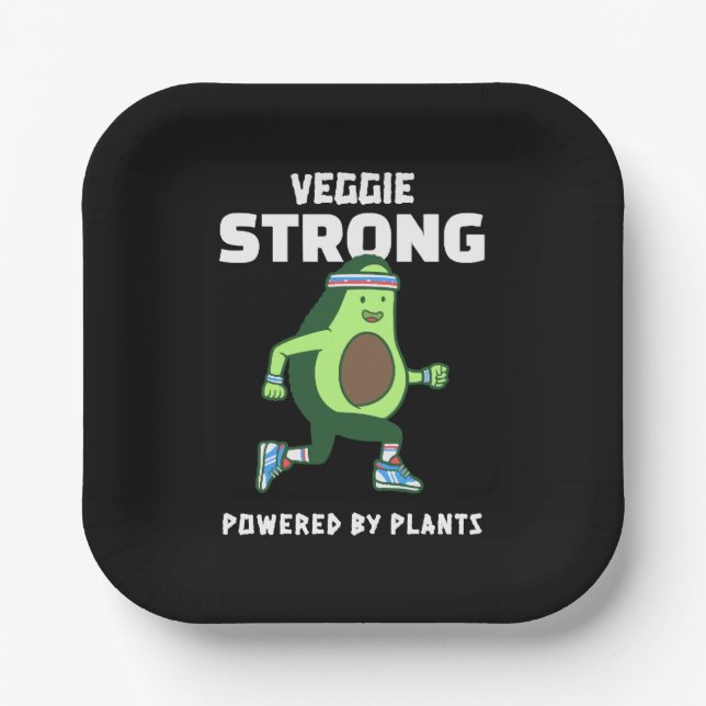 Veggie Strong, Powered by plants Paper Plate (Front)