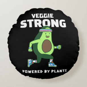 Veggie Strong, Powered by plants Round Cushion