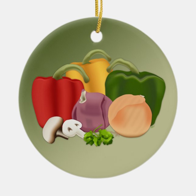 Veggies Ceramic Ornament (Front)