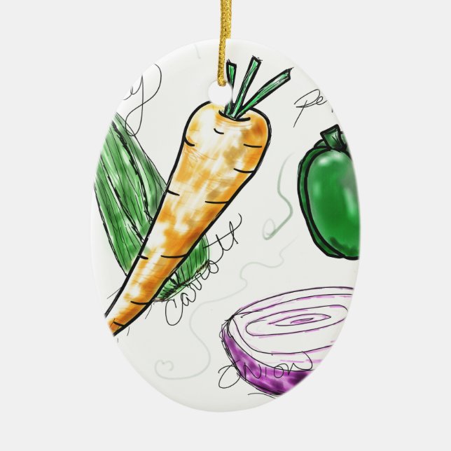 Veggies Ceramic Tree Decoration (Front)