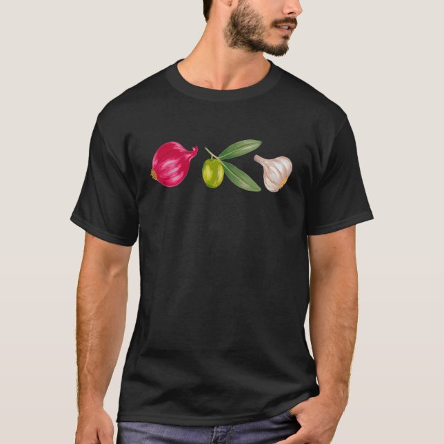 Veggies for Cooking  Onion Olive Garlic T-Shirt (Front)
