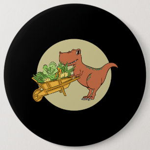 Veggiesaurus Proud Vegan Vegetarian Dinosaur Lover 6 Cm Round Badge