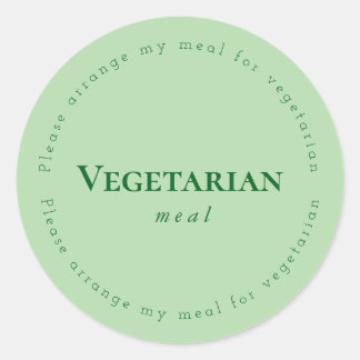 Vegitarian meal Request Sticker, Green Classic Round Sticker