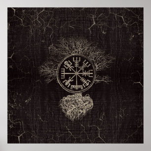 Vegvisir  and Tree of life  -Yggdrasil Poster