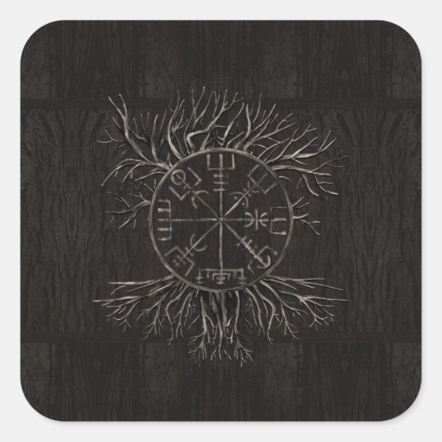 Vegvisir and Tree of life Yggdrasil Square Sticker (Front)