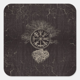 Vegvisir  and Tree of life  -Yggdrasil Square Sticker