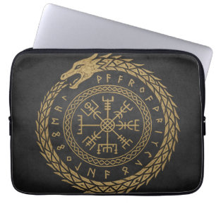 Vegvisir Norse Serpent Rune Circle Design Laptop Sleeve