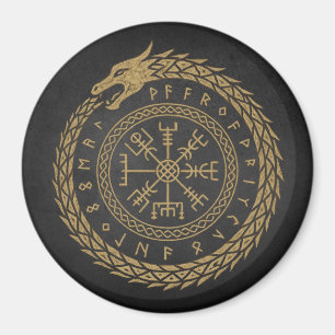 Vegvisir Norse Serpent Rune Circle Design Magnet