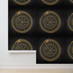 Vegvisir Norse Serpent Rune Circle Design Wallpaper