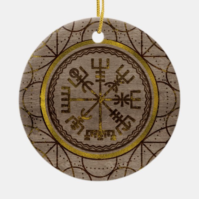 Vegvisir. The Magic Navigation Viking Compass Ceramic Ornament (Front)
