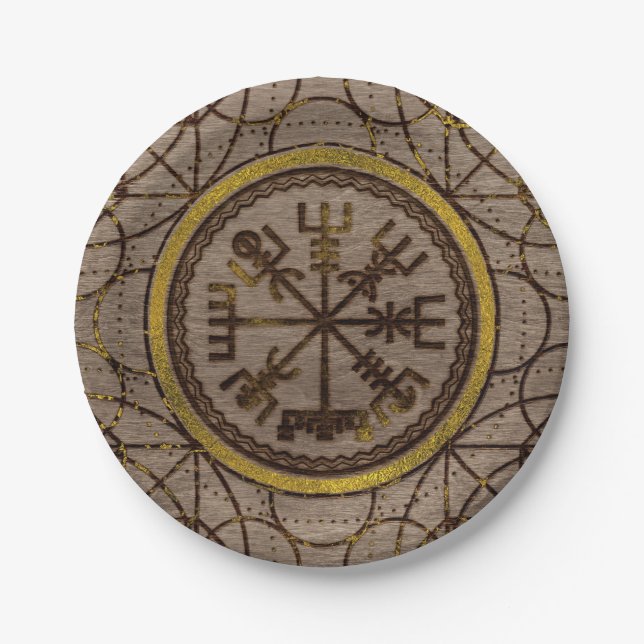 Vegvisir. The Magic Navigation Viking Compass Paper Plate (Front)
