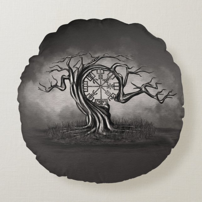 Vegvisir Tree Round Cushion (Front)