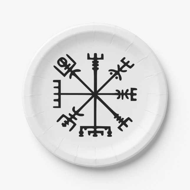 Vegvísir (Viking Compass) Paper Plate (Front)