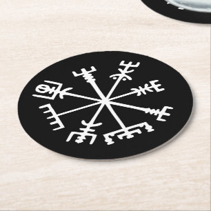 Vegvísir (Viking Compass) Round Paper Coaster