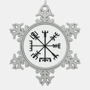 Vegvísir (Viking Compass) Snowflake Pewter Christmas Ornament