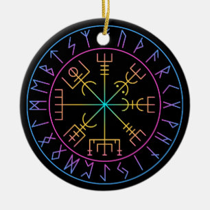 Vegvisir Viking Compass Symbol Design Ceramic Ornament